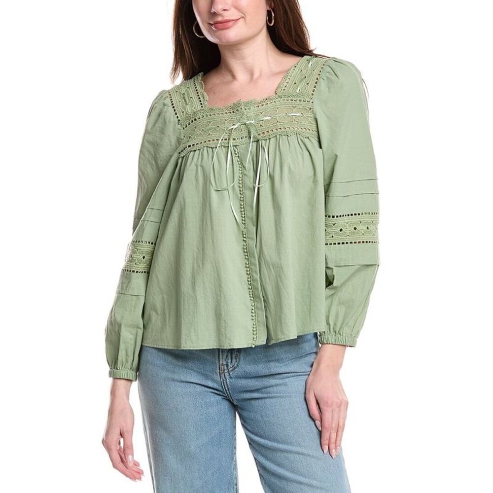 Industry Womens  Eyelet Blouse, Green